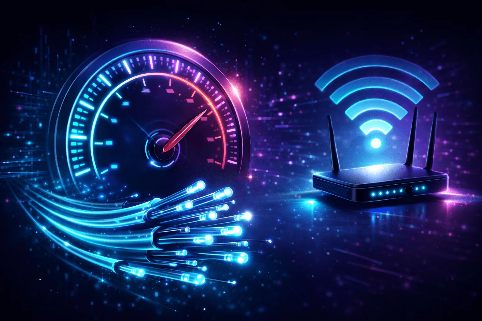 Débit internet pour IPTV - Compteur de vitesse fibre optique et routeur WiFi