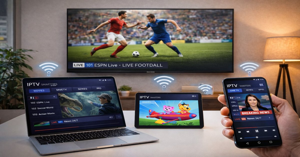 IPTV-streaming på flere enheder - TV, laptop, tablet, telefon