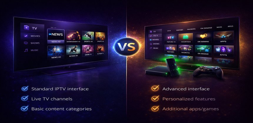 Confronto tra app IPTV su Smart TV e configurazione streaming con Android box